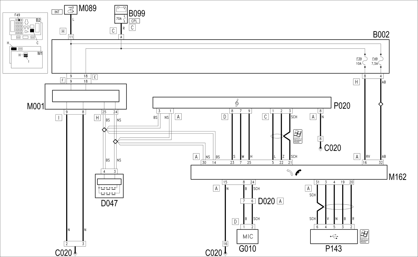 INTEGRATED RADIOPHONE - WIRING DIAGRAM