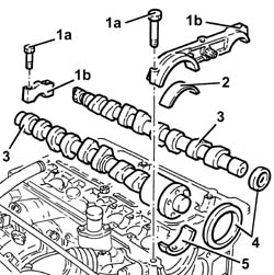 CAMSHAFT IN CYLINDER HEAD - R R WITH HEAD REMOVED