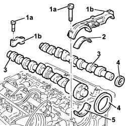 CAMSHAFT IN CYLINDER HEAD - R R WITH HEAD REMOVED