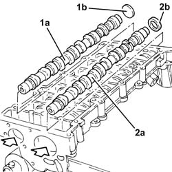 CAMSHAFT IN CYLINDER HEAD - R R WITH HEAD REMOVED