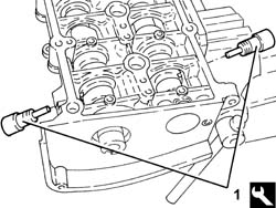 CAMSHAFT IN CYLINDER HEAD - R R WITH HEAD REMOVED
