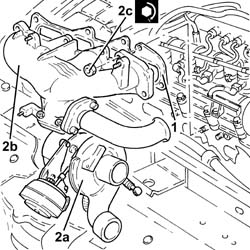 VARIABLE GEOMETRY TURBOCHARGER EXHAUST MANIFOLD ASSEMBLY SLEEVELEADING TO EXHAUST PIPE R R