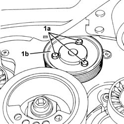 WATER PUMP PULLEY - R + R WITH DRIVE BELT REMOVED