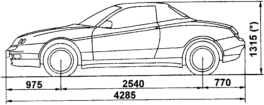 Side view of Spider vehicle with dimensions 975, 2540, 770, and 1315