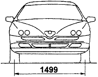 Front view of car with width 1499.