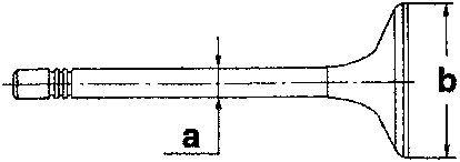 Valve with stem diameter a and head diameter b