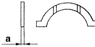 Half thrust ring, thickness a