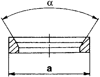 Valve seat, outside diameter a and taper α