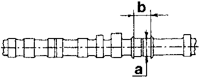 Camshaft, journal a and shoulder width b