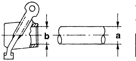 Equaliser and its shaft, shaft diameter a and I.D. b