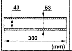Tool dimensions 43, 53 and 300 mm