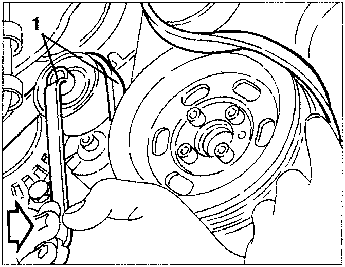 Guide pulley illustration showing tool usage