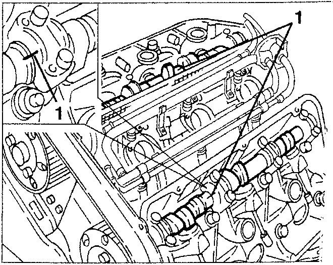 Engine diagram showing camshaft alignment