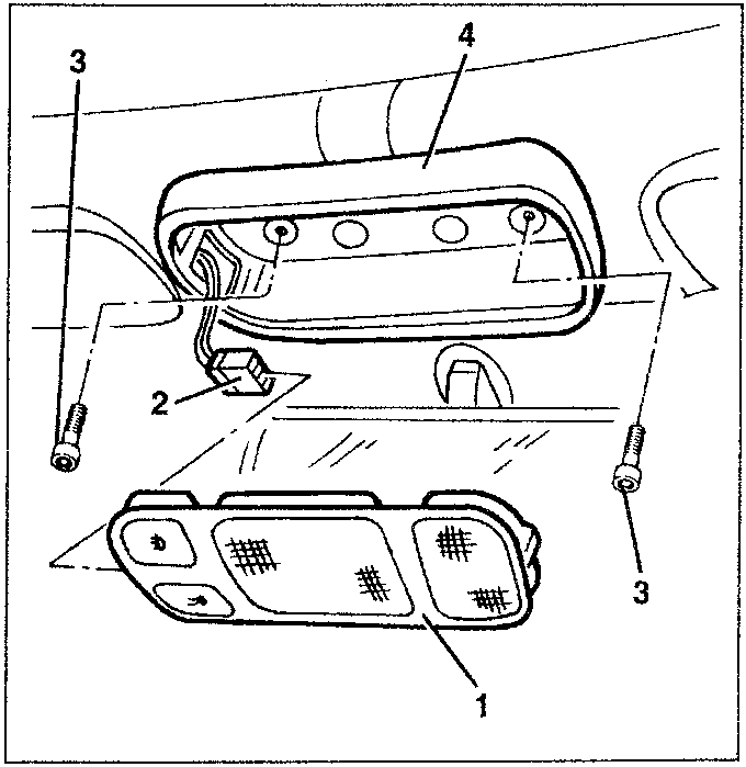 Diagram showing components of a roof lining with labeled parts