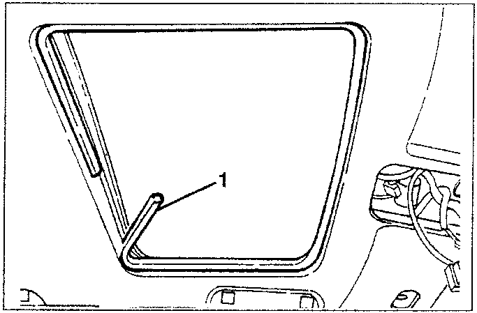 Diagram showing removal of roof lining from centre pillar trim with tool 1.823.014.000