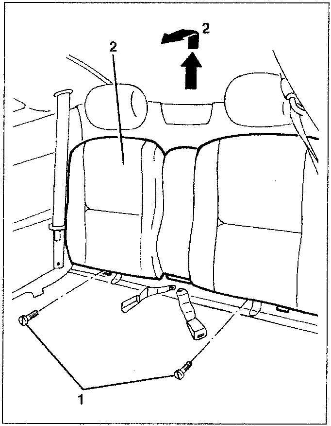Diagram showing seat backs being raised to free hooks and removed