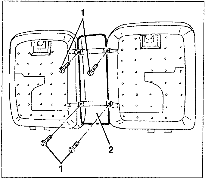Diagram showing dis-assembly of seat back with screws and partition