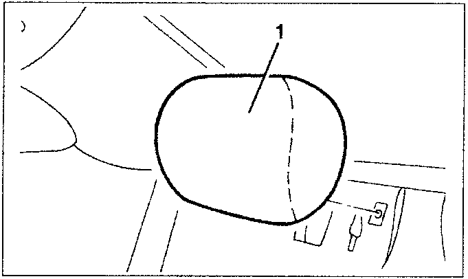 Illustration of a headrest being removed from the car interior, labeled '1'.