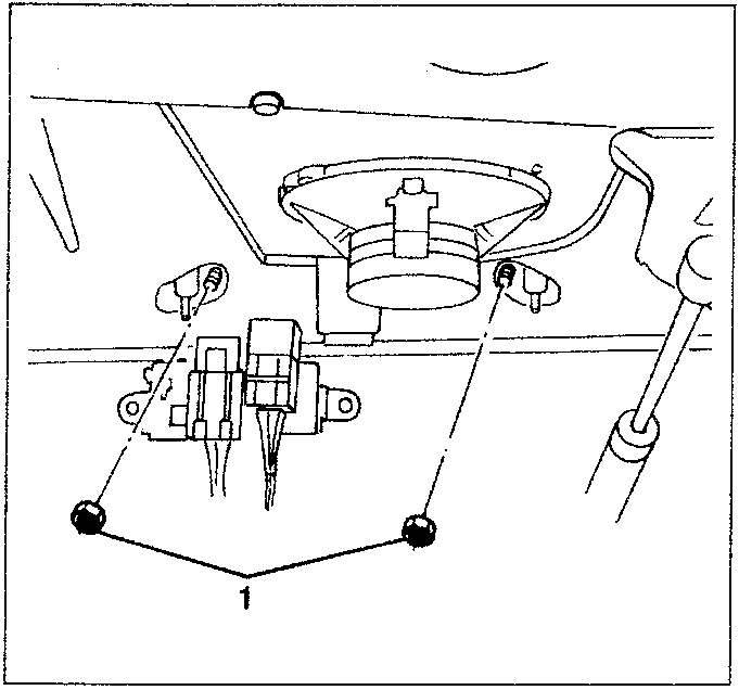 Diagram showing the rear headrest assembly with nuts and rods, labeled '1' for the headrest.
