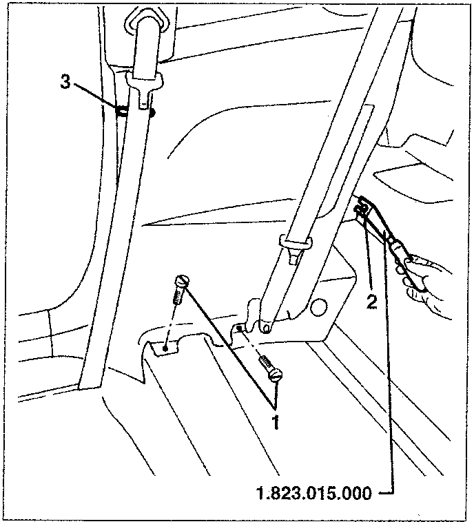 Diagram showing the removal of a rear seat with tools and screws.