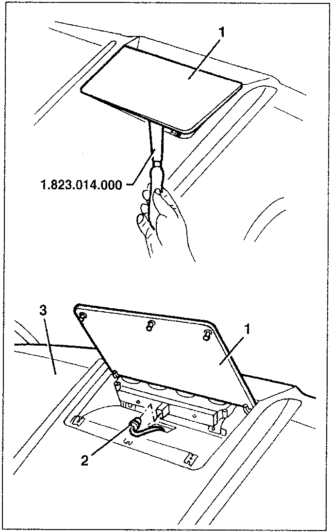 Diagram showing removal of third stop light cover and parcel shelf