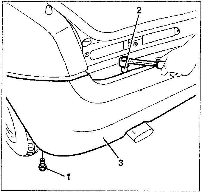 Diagram showing hand using tool to loosen screw 1, with part 2 and 3 indicated