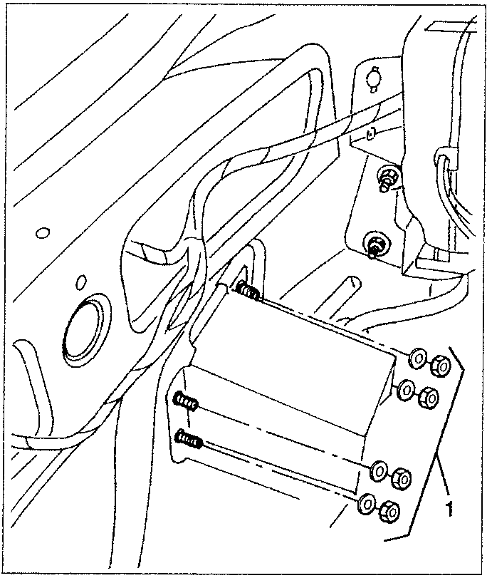 Diagram showing bumper support bracket with nuts 1 and 2