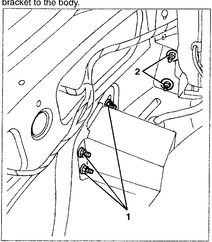 Diagram showing nuts 1 and 2 on bumper support brackets