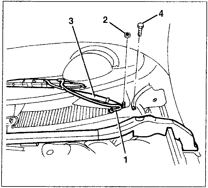 Air intake grille removal diagram showing parts 1, 2, 3, 4