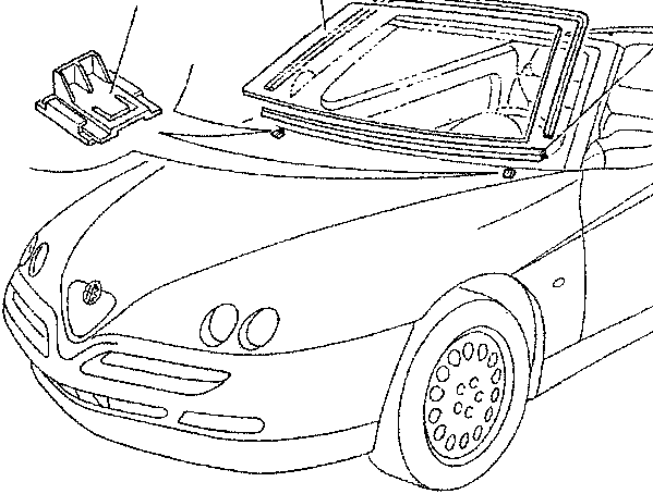 Windscreen components: adjustable foot, glass, trim moulding, rest moulding