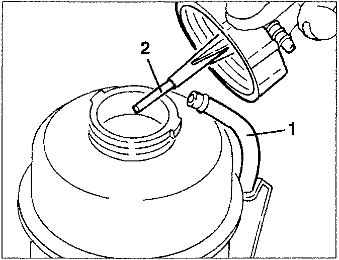 Power steering oil tank with dipstick and breather pipe