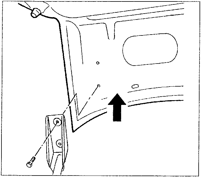 Diagram showing removal of boot lid with arrow pointing up and screwdriver tool
