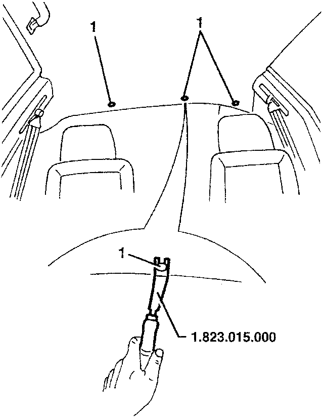 Diagram showing removal of plastic nails with tool 1.823.015.000