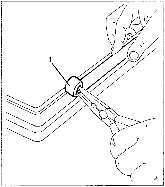 Illustration showing tool removing sealant from groove on glass seal