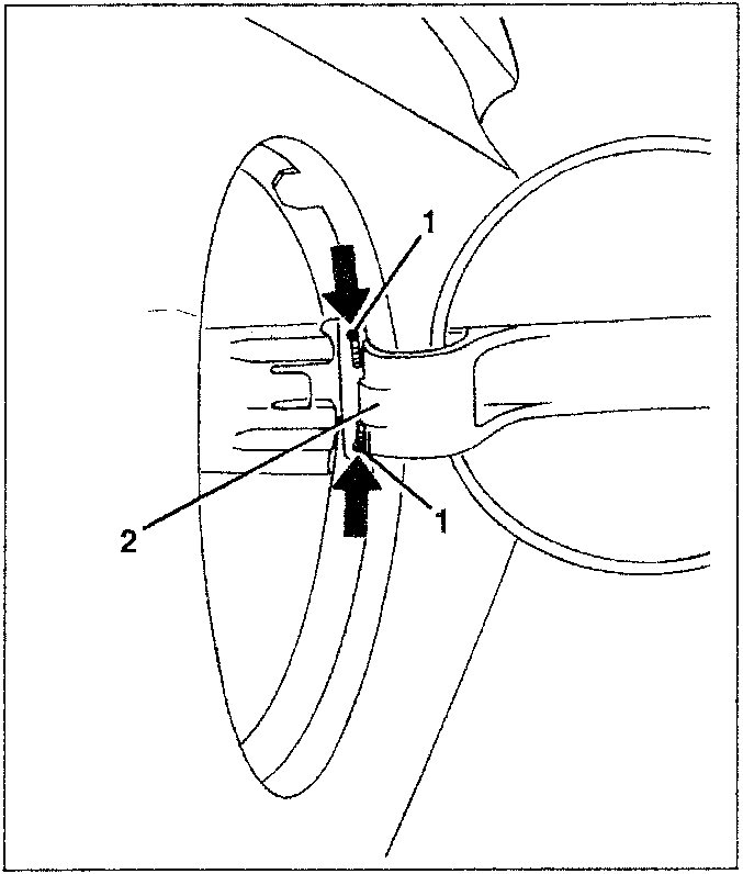 Diagram showing fuel flap pins being pressed and released