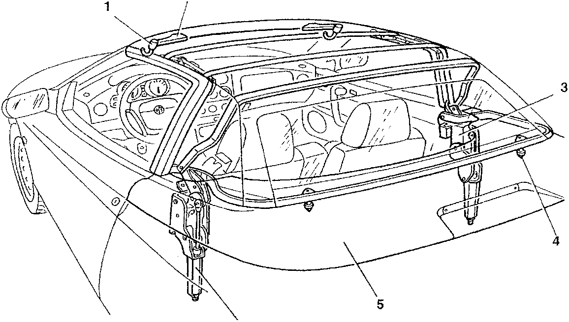 Diagram showing the hood components labeled 1 to 6
