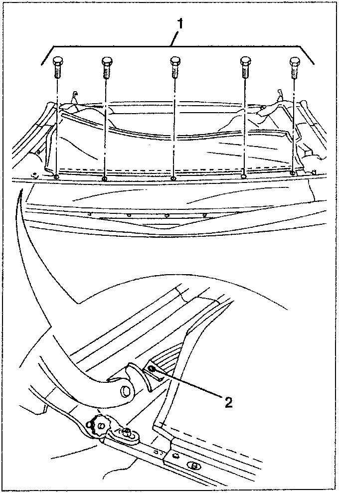 Hood inner lining with screws and elastic tapes