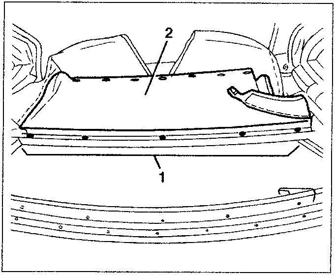 Diagram showing removal of lining from hood frame