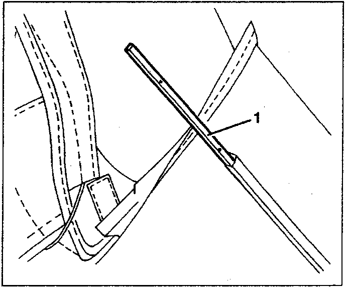 Diagram showing removal of ribs inside the hood canvas with labeled part 1.