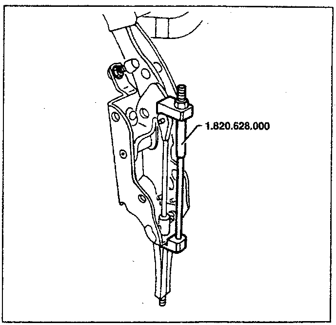 Diagram showing telescopic props with tool 1.820.628.000 applied.