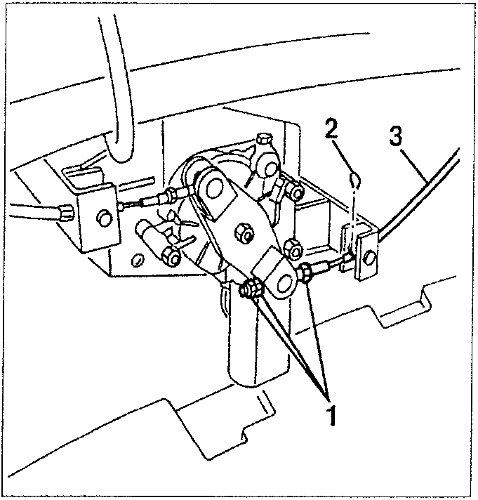 Hood cover clamping locks removal diagram showing components 1, 2 and 3