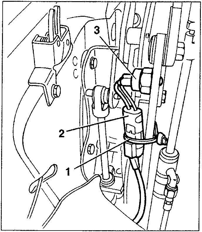 Close-up of switch connections with parts 1, 2, and 3