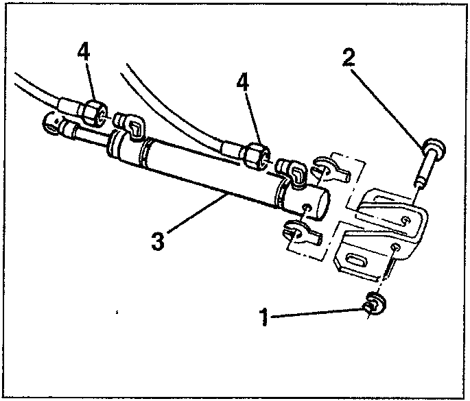 Illustration showing hydraulic fittings and cylinder components labeled 1, 2, 3, 4