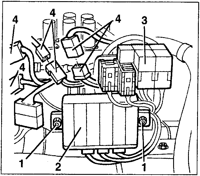 Diagram showing hydraulic components with labeled parts 1, 2, 3, and 4