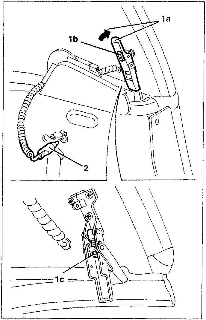 Diagram showing door window seals and adjustment mechanism.