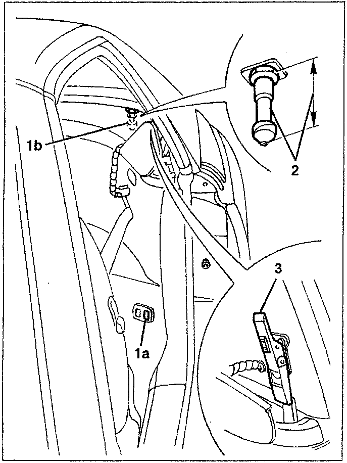 Diagram showing pin release mechanism with labeled parts 1a, 1b, 2, and 3