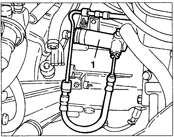 Diagram showing intermediate electrical connection of air conditioner compressor and screws fastening it