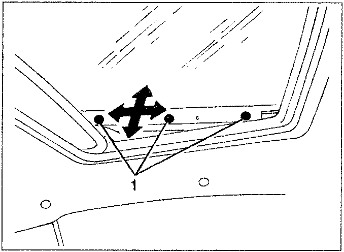 Diagram showing adjustment of sunroof glass with labeled part 1