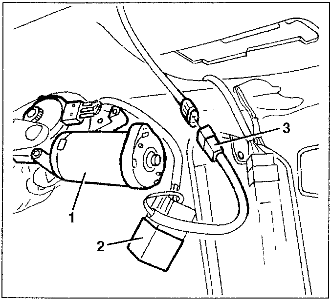 Diagram showing electric motor, relay, and electrical connection