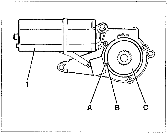 Diagram showing motor with labeled parts A, B, C